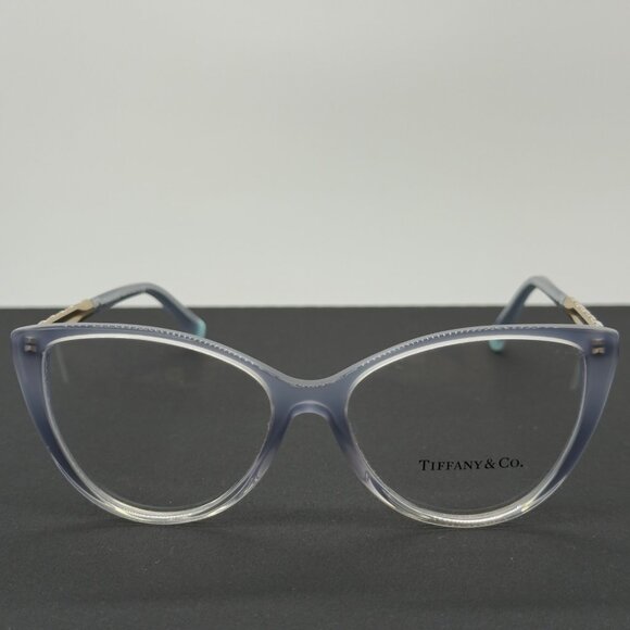 Tiffany & Co. Eyeglasses TF 2214-B 8298 Grey Blue Crystal Gold Frames Only READ - Picture 2 of 13